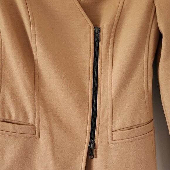 JUDITH & CHARLES | Wool Jacket Blazer Zip Up Brown Camel Tan Sz 0 - Picture 4 of 5